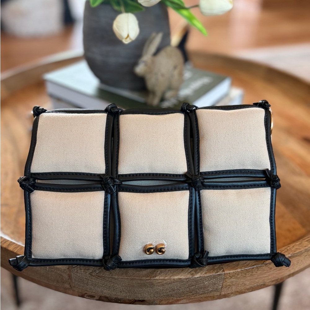 cult gaia Beige Shoulder Bag with Black Knot Grid - Picture 7 of 7